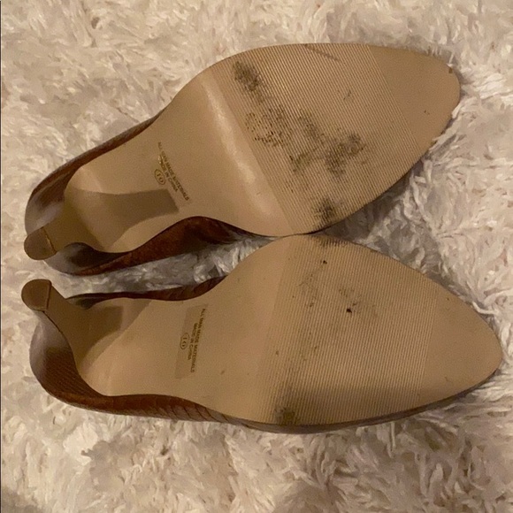 Brown Snake Print Heels with Platform - Picture 2 of 5